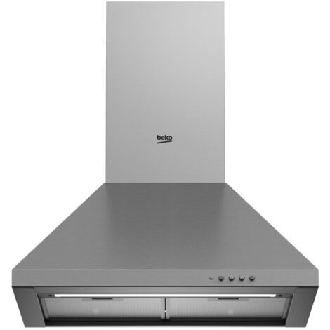 Beko – Hotte décorative murale 60 cm en acier inoxydable – Débit d'air 400 m³/h – Niveau sonore max. 68 dB – Éclairage halogène 2 x 28 W - CWB6441XNH