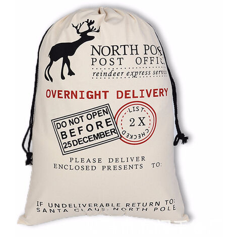 Hotte du Père Noël effet toile de jute beige - beige