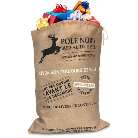 LA BOUTIQUE DE NOEL Hotte du Père Noël effet toile de jute, Lot de 4