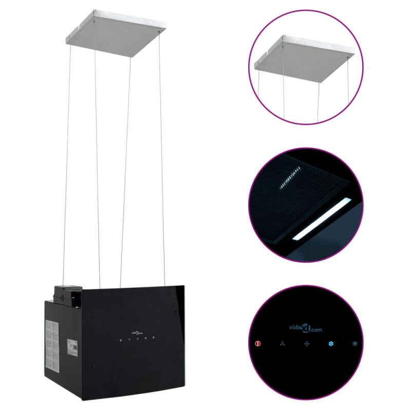 Hotte îlot avec capteur tactile à LCD en verre trempé