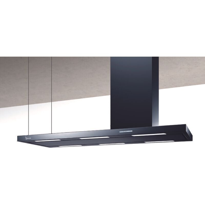 Baraldi - Hotte îlot Elea 116x60 cm. - Noir – cheminée droite – 800 m3/h