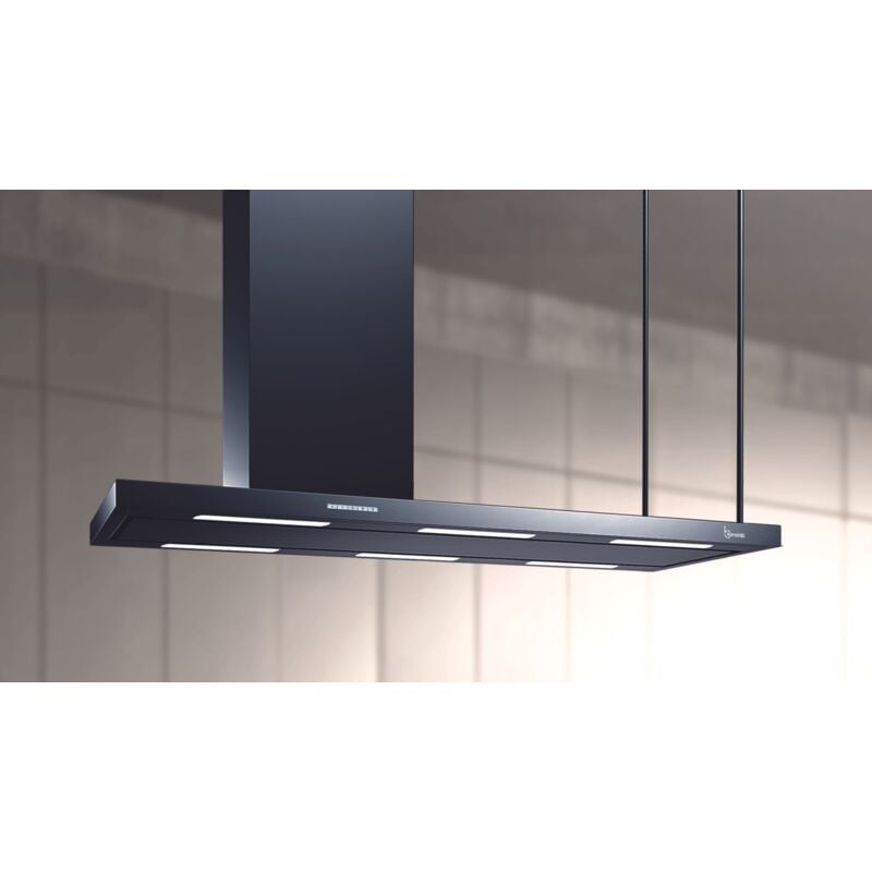 Baraldi - Hotte îlot Elea 176x60 cm. - Noir – cheminée gauche – 900 m3/h