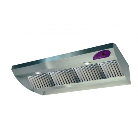 Hotte inox semi-pro, 1000 m3/h, 2 V, long 1200 mm, filtres média galva 25 mm S&P (UNELVENT) 220290