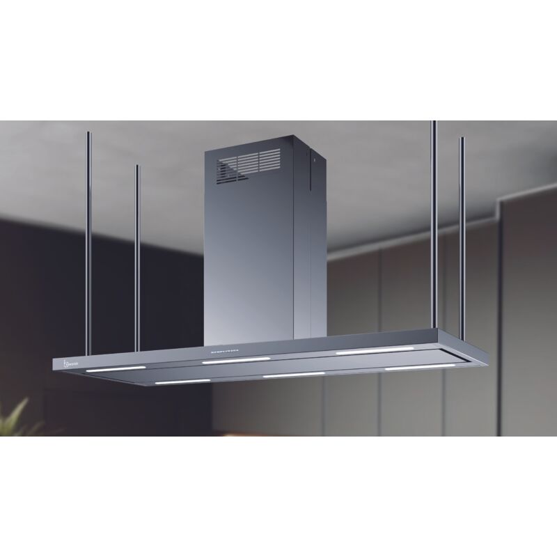 Baraldi - Hotte îlot Elea 146x60 cm. - Inox – cheminée centrale – 800 m3/h