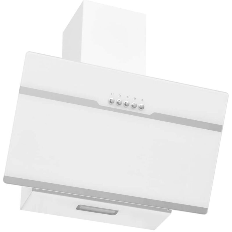 Hotte murale 60 cm Acier inoxydable et verre trempé Blanc