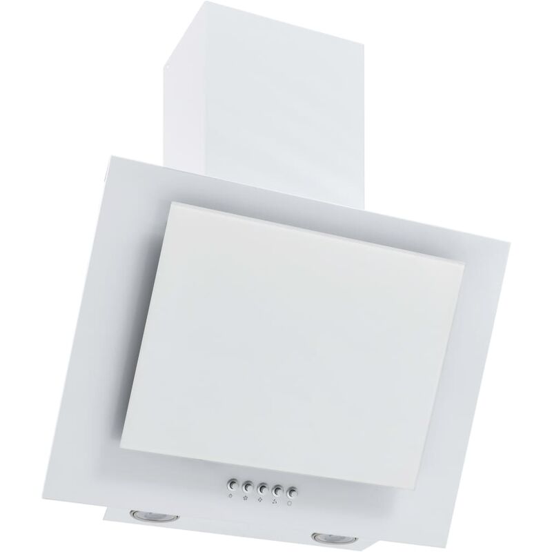 Hotte murale 60 cm Acier inoxydable et verre trempé Blanc