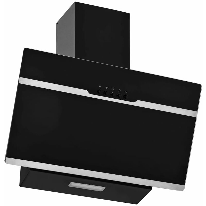 Hotte murale 60 cm Acier inoxydable et verre trempé Noir - VIDAXL