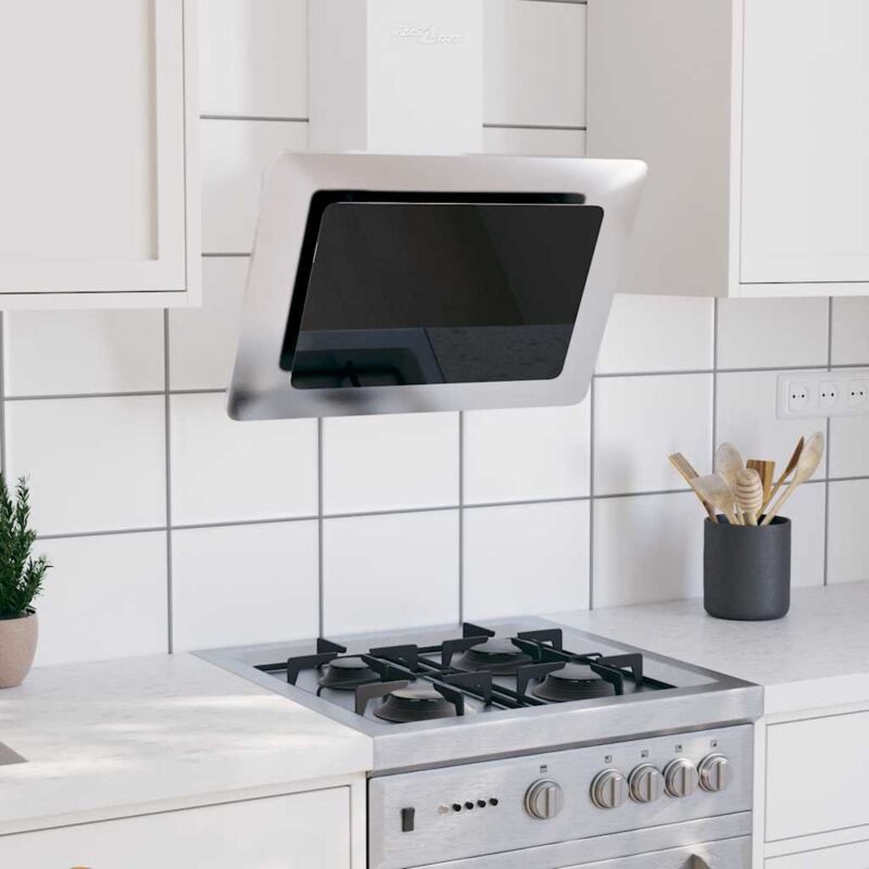 Hotte murale 60 cm Acier inoxydable et verre trempé Argenté vidaXL