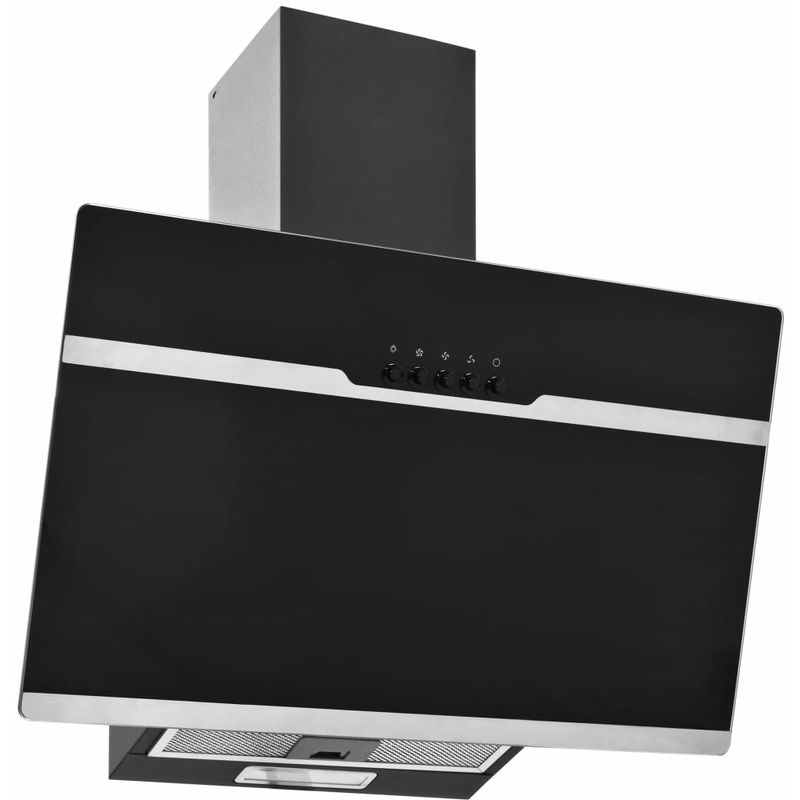 Hotte murale 60 cm Acier inoxydable et verre trempe Noir - ASUPERMALL