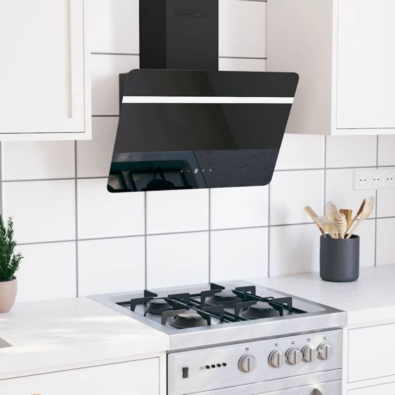 Hotte murale 60 cm Acier et verre trempé Noir vidaXL