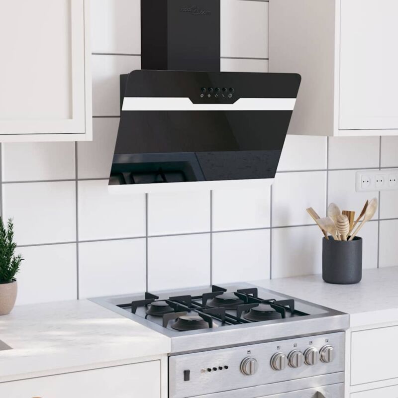 Hotte murale 60 cm Acier et verre trempé Noir Vidaxl