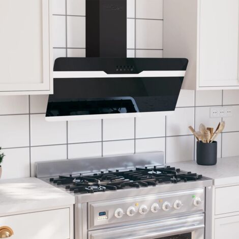 Hotte murale 90 cm Acier et verre trempé Noir vidaXL
