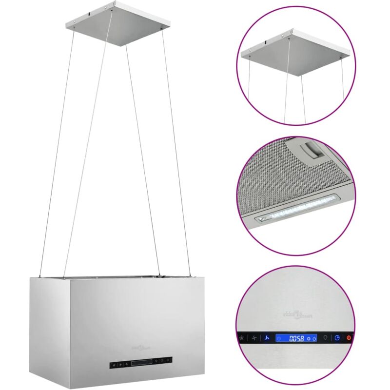 Hotte suspendue à capteur tactile LCD 55 cm Acier inoxydable - VIDAXL