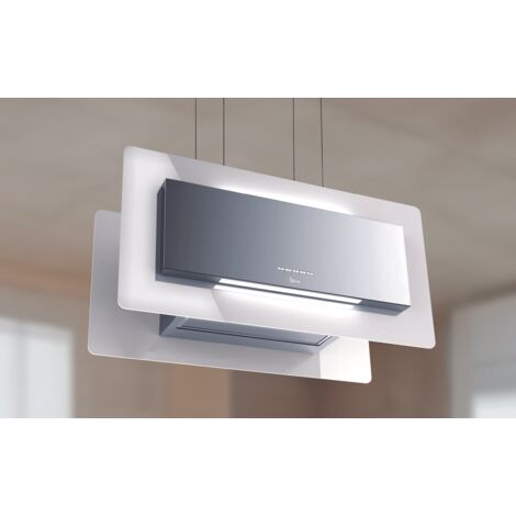 HOTTE TRISIA APPESA cm. 90x43 - Acier inoxydable, Verre blanc - 800 m³/h