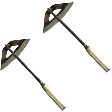 Houe creuse de jardinage à 2 joues creuses en acier trempé, râteau à main pour mauvaises herbes, culture de légumes, outil de jardinage portable pour ameublir le sol