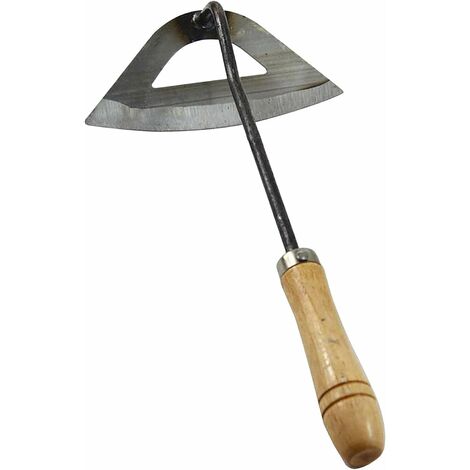 Houe creuse en acier entièrement dur, houe à outils de désherbage de jardinage, utilisée pour le désherbage d'arrière-cour, l'ameublissement du sol, la plantation, le processus de forgeage de l'acier（