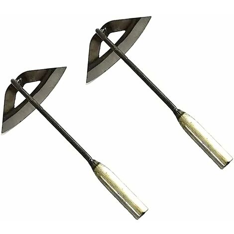 Houe Creuse Tout Acier Tremp&eacute Tenue &agrave La Main, Outil de Sol de Desserrage de Jardinage Portable - Accessoires D'agriculture de Jardin de R&acircteau de D&eacutesherbage Domestique (2 pc)