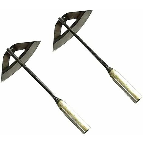 Houe Creuse Tout Acier Tremp&eacute Tenue &agrave La Main, Outil de Sol de Desserrage de Jardinage Portable - Accessoires D'agriculture de Jardin de R&acircteau de D&eacutesherbage Domestique (2 pc)