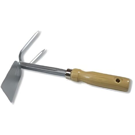 Houe de jardin avec râteau en métal, binette à main pour le jardinage, désherbage - Format 27.5 x 6.5 cm