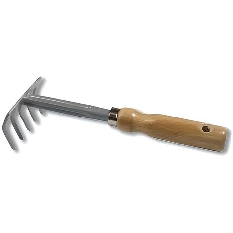 Houe de jardin avec râteau en métal, binette à main pour le jardinage, désherbage - Format 27.5 x 8.5 cm
