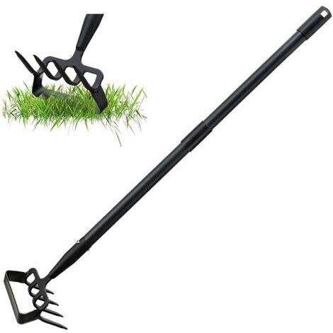 Houe de jardin avec râteau, houe de jardin à 3 dents pour le labourage et le désherbage, cultivateur de jardin manuel, largeur 157 cm réglable