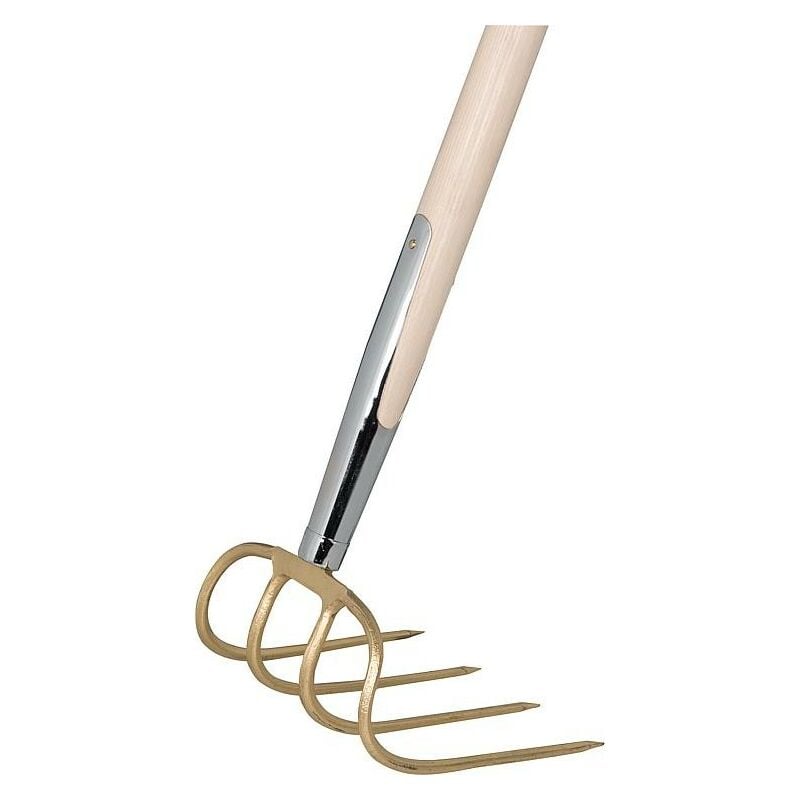 FP - Fourche ideal 4 dents, 180 mm, embout rail Manche long en frene, 1350 mm