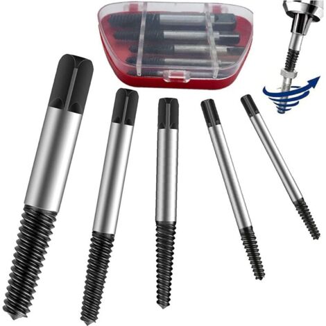 Houhence – Kit extracteur de vis cassées 5 pièces – Acier au chrome-vanadium – Tailles M3-M18 – Compatible avec perceuses – Boîte de rangement incluse