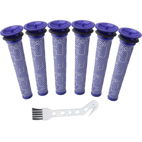 Houhence – Lot de 6 pré-filtres de remplacement pour aspirateurs Dyson DC58, DC59, V6, V7, V8 – Brosse incluse – Lavable et réutilisable - 965661-01