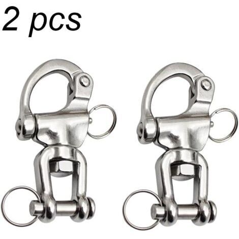 Houhence – Mousqueton pivotant en acier inoxydable 316 – Charge maximale adaptée pour cordage de spi – Goupille à dégagement rapide – Dimensions 70 mm