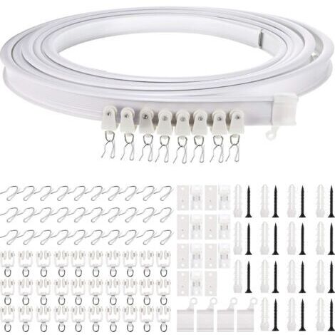 Houhence – Rail de plafond pliable pour rideaux incurvés – PVC nano synthétique et acier doux – Longueur 5 mètres – Installation facile et pliage sans effort - Diviseur-5