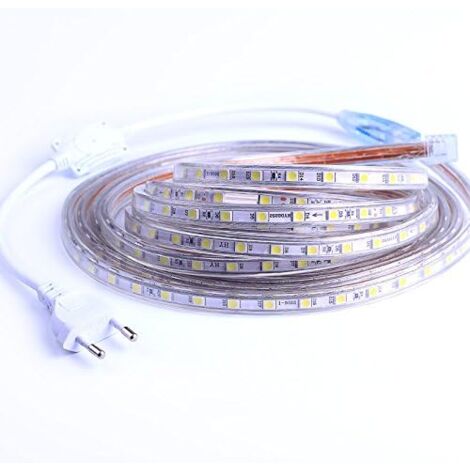 Houhence – Ruban LED 2M blanc chaud – 60 LEDs/m – IP65 étanche pour intérieur et extérieur – AC 220-240V – Intensité variable – Certification CE et RoHS