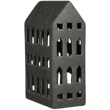 House of Seasons Haus Keramik 22,5 x 14 x 8,5 cm schwarz Weihnachtsfigur