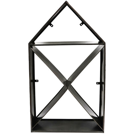 House Sculptural Log Storage - Metal - L30 x W70 x H125 cm - Natural Black