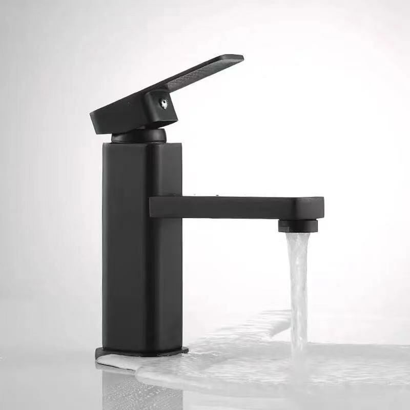 Household Basin Faucet, Bathroom Faucet, Sink Faucet, Black Square Single Hole (Metal Handle)