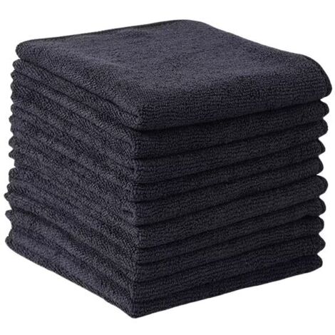 Household cleaning cloth – Lot de 10 (30x30 cm),Douces, absorbantes et faciles d'entretien – pour Salle de Bain, invités & Spa – Noir