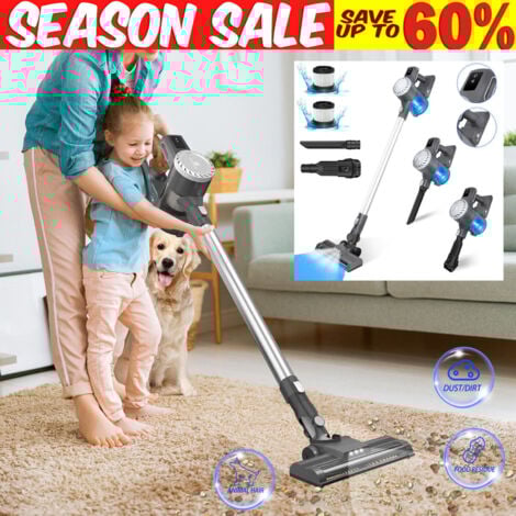BRIEFNESS Household Cordless Vacuum Cleaner, 6 in1 Cordless Stick Vacuum Cleaner with 22000Pa Suction, 2.0Ah Battery Max 35Mins Runtime, Lightweight Quiet Wireless Vacuum for Hardwood Floor Carpet Pet Hair