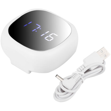 Household Multi-Functional LED Alarm Clock Desktop Makeup Mirror Surface Digital Mute Clock for BedroomWhite