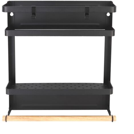Household MultiFunctional Folding Magnet Refrigerator Rack Hanging Storage Rack (Black)