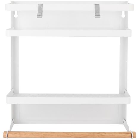 Household MultiFunctional Folding Magnet Refrigerator Rack Hanging Storage Rack (White)