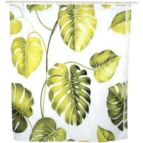 Household Punch Free Water Proof Mildew Proof Bath Shower Curtain Decoration Bathroom Accessory(Tropical Leaves Pattern 150x180cm)