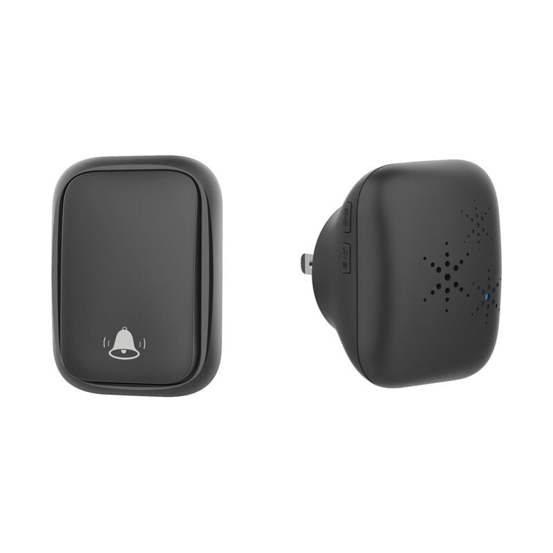 Household self-generating wireless doorbell waterproof remote control doorbell pair code AC digital music doorbell compact-Black