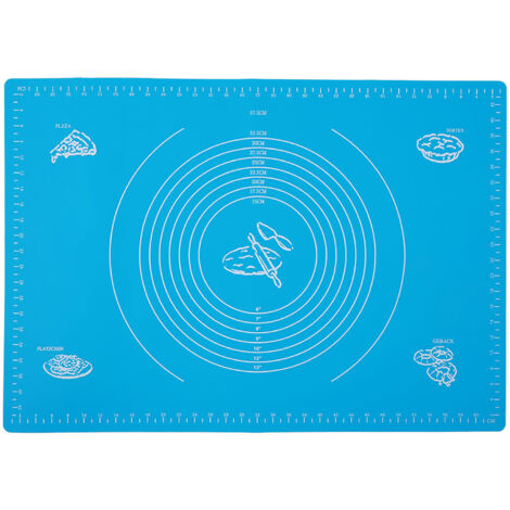 Household Silicone Non-Stick Baking Mat with Scales Rolling Dough Pad Kitchen Baking Tools(Blue 45x65cm)
