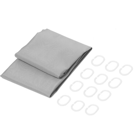 Household Waterproof Shower Curtain Pure Light Gray Bath Curtain with Hooks Bathroom Supplies200x180cm