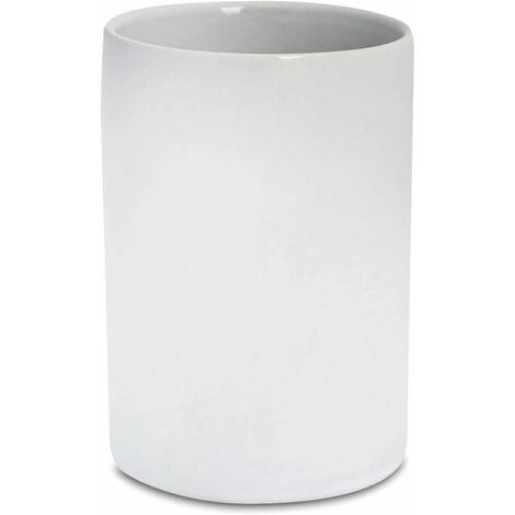 Housewares Toothbrush Tumbler - Glazed Ceramic Bathroom Cup - White