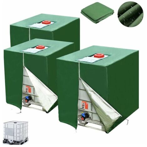 Housse 3 en 1 pour Cuve IBC 1000L (116x100x120cm) - Bâche Anti-Poussière 420D avec Fermeture Éclair