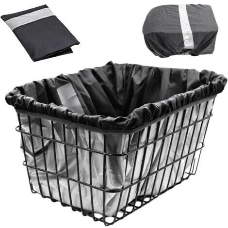 Housse anti-pluie pour panier de vélo avec bandes réfléchissantes Oxford imperméable 42×33×25cm