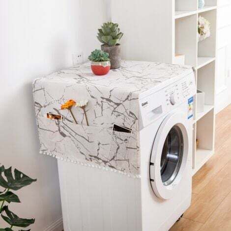 Housse anti-poussière pour réfrigérateur (130x55cm, blanc), housse anti-poussière pour machine à laver, housse de machine à laver imprimée marbre