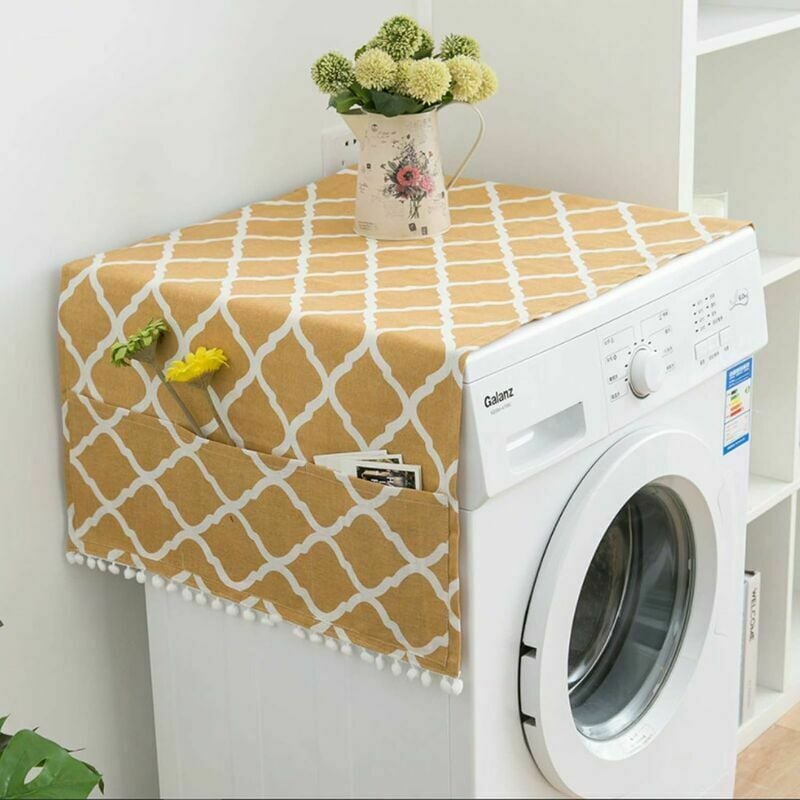 Housse anti-poussière pour réfrigérateur, porte simple, tissu de couverture pour machine à laver imprimé marbre blanc