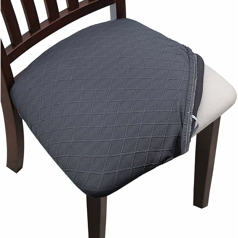 Ahlsen - Housse Assise Chaise Elastique Jacquard Extensible Housse de Chaise Gaufrée pour Salle à Manger (Gris,6)