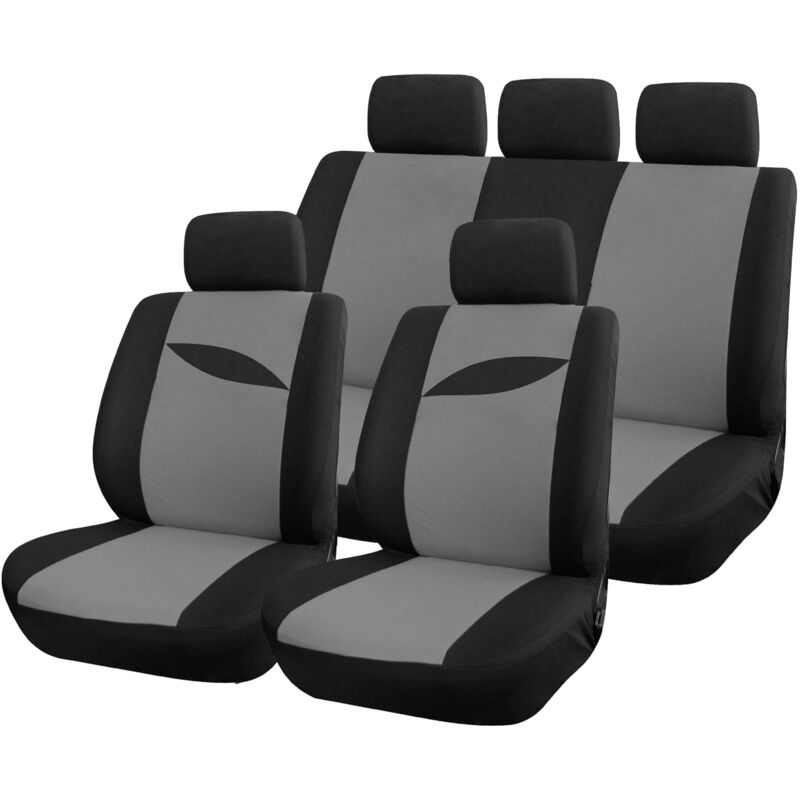 Peraline - Housse auto grise universel 9 pcs